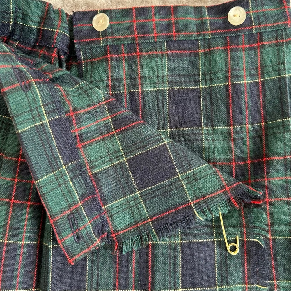 ✨Vintage RARE✨ Mini Plaid Tartan Skirt Girls size 5 BLUE GREEN RED School Girl - Picture 4 of 13